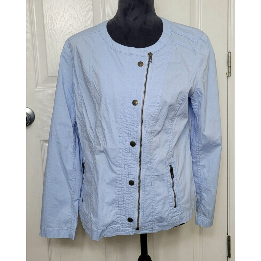 Chico's Casual Cool Cotton Lightweight Blue Jacket Size 1 NWT